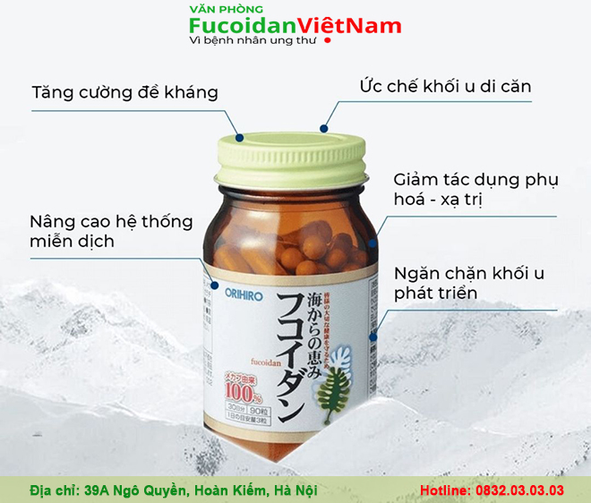 Viên uống tảo nâu Orihiro Fucoidan Nhật Bản. Hộp 90 viên